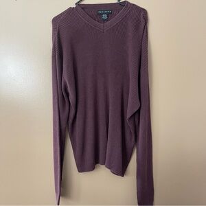 Barracuda MENS silk and cotton v neck plum sweater size XL